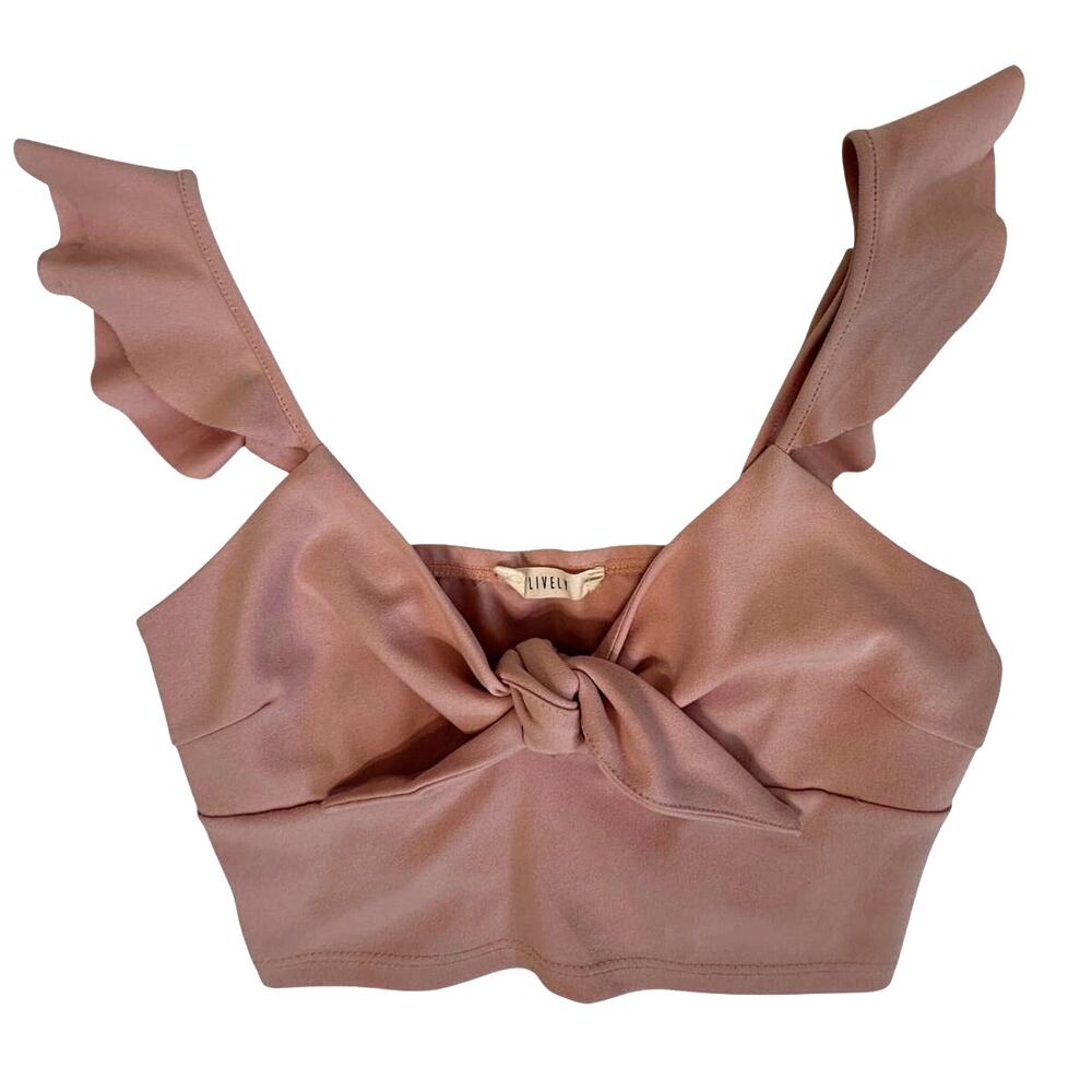 Lively Tie Front Bralette Crop Top Blush Pink
